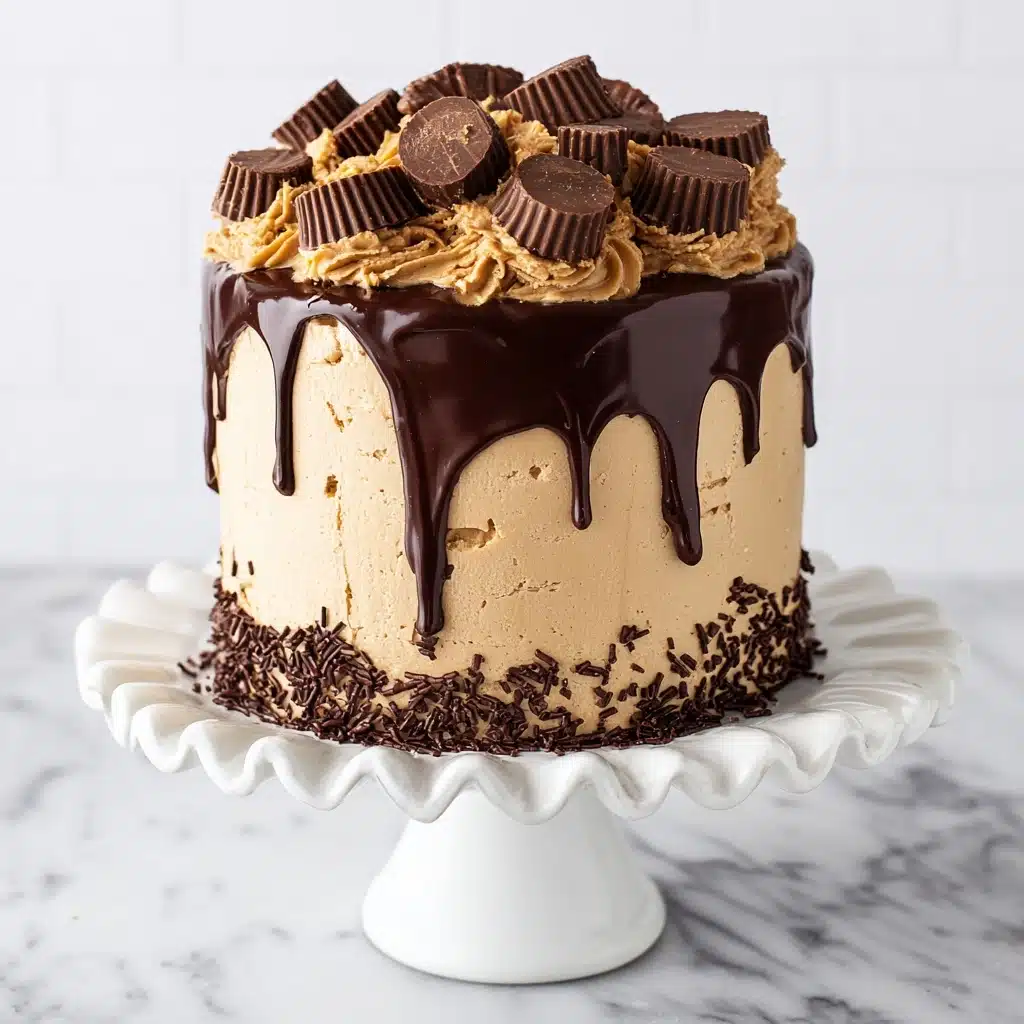 Chocolate Brownie Cake with Peanut Butter Frosting Recipe - Recipe Image