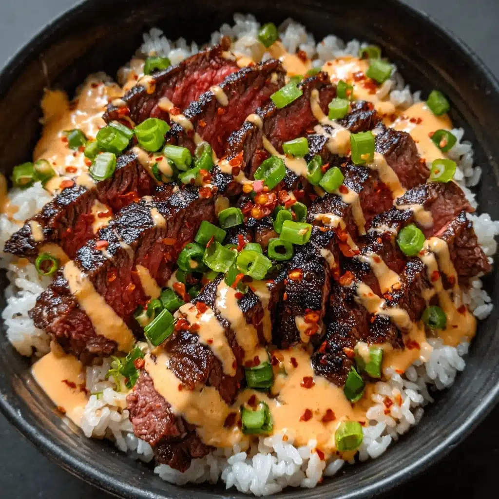 Korean BBQ Steak Rice Bowls with Spicy Cream Sauce Recipe - Recipe Image