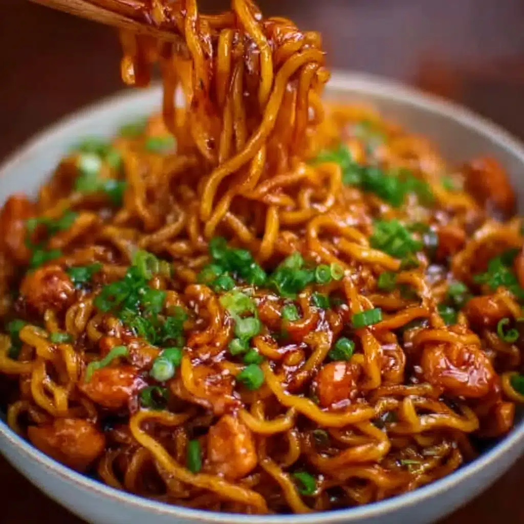 Sticky Garlic Chicken Noodles Recipe - Recipe Image