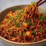 Sticky Garlic Chicken Noodles Recipe