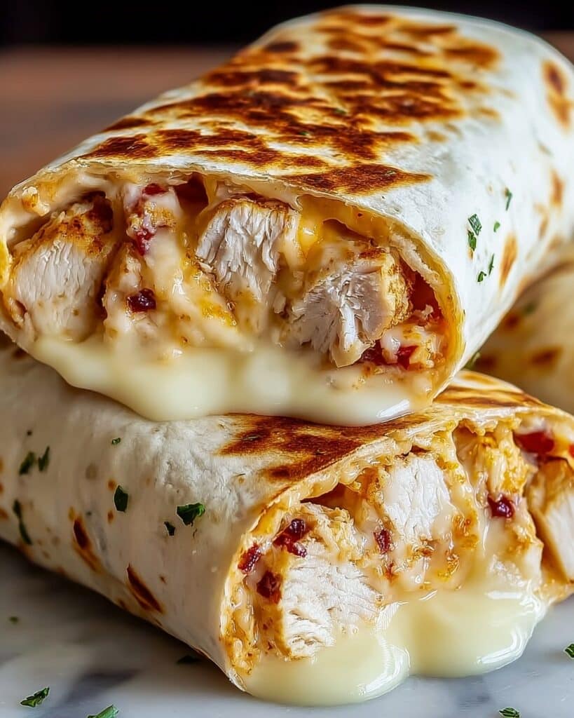 Cheesy Garlic Chicken Wraps Recipe