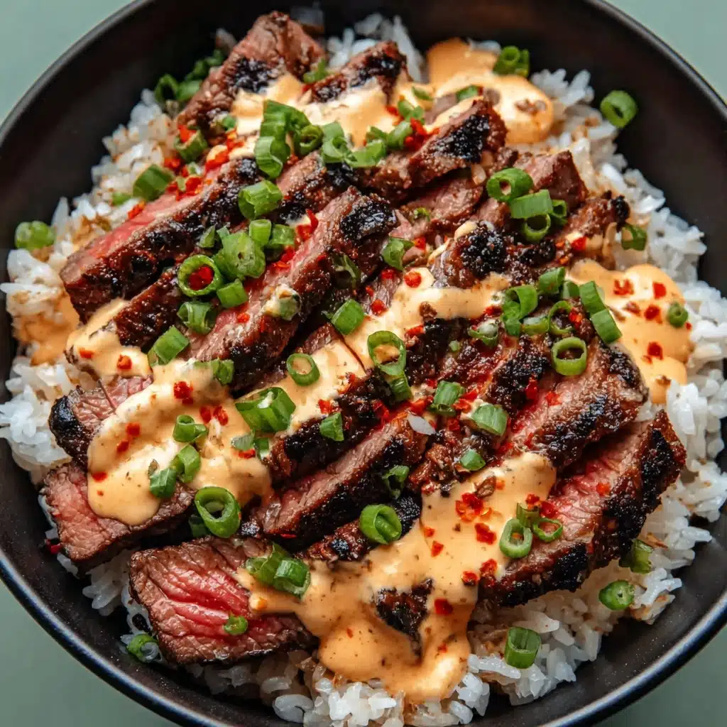 Korean BBQ Steak Rice Bowls with Spicy Cream Sauce Recipe - Recipe Image