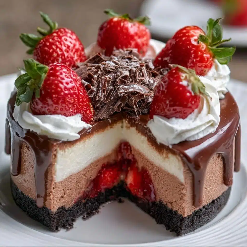 Chocolate Strawberry Swirl Cheesecake Recipe - Recipe Image