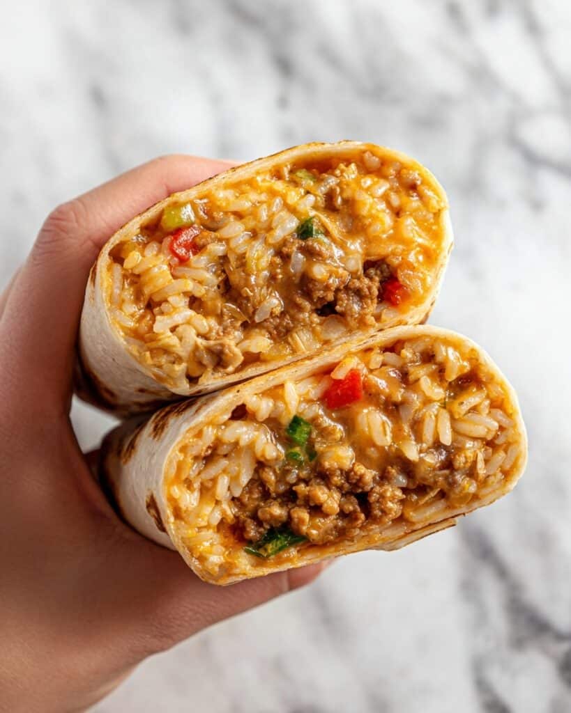 Cheesy Ground Chicken and Rice Burritos Recipe