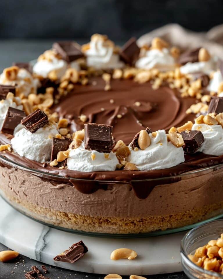 No-Bake Cream Cheese Peanut Butter Pie with Chocolate Whipped Cream Recipe