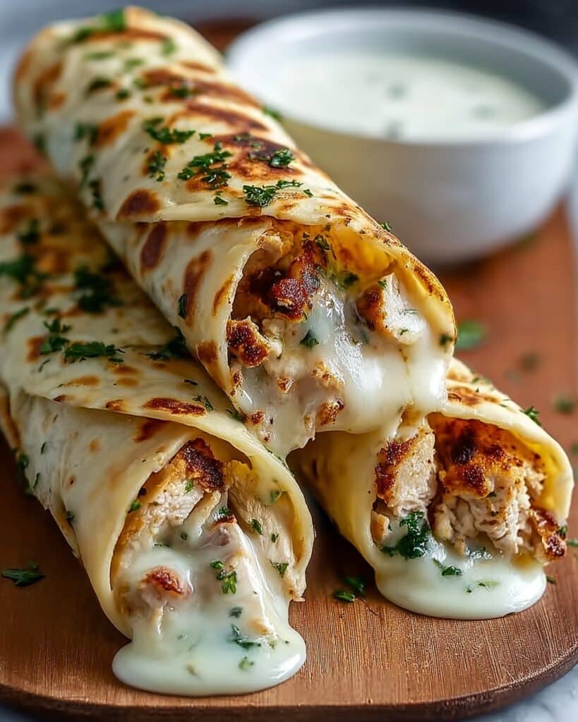Cheesy Garlic Chicken Wraps Recipe