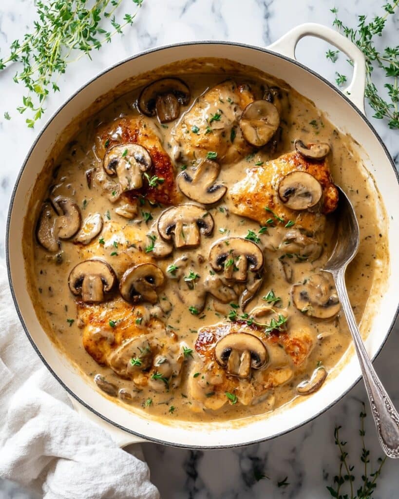 Mushroom Chicken in Creamy Wine Sauce Recipe