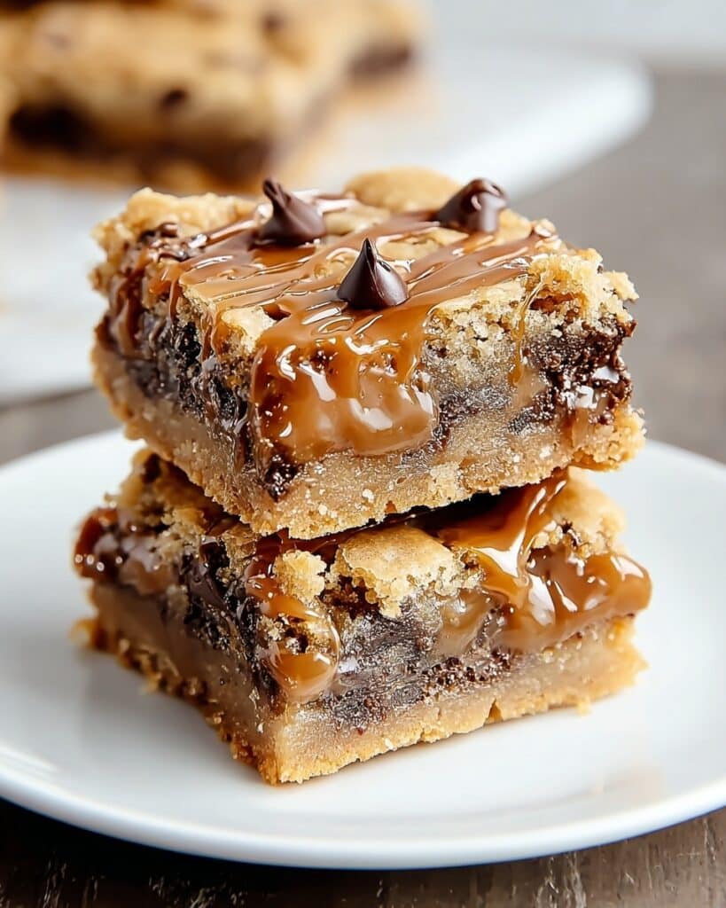 Gooey Salted Caramel Chocolate Chip Cookie Bars Recipe