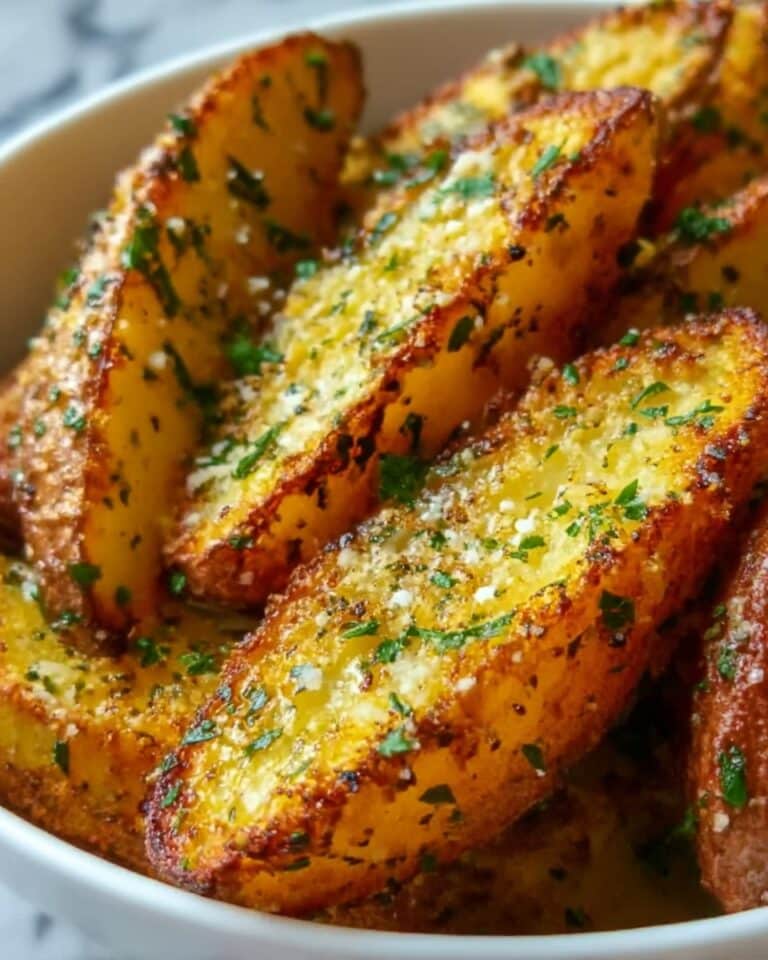 Baked Garlic Parmesan Potato Wedges Recipe