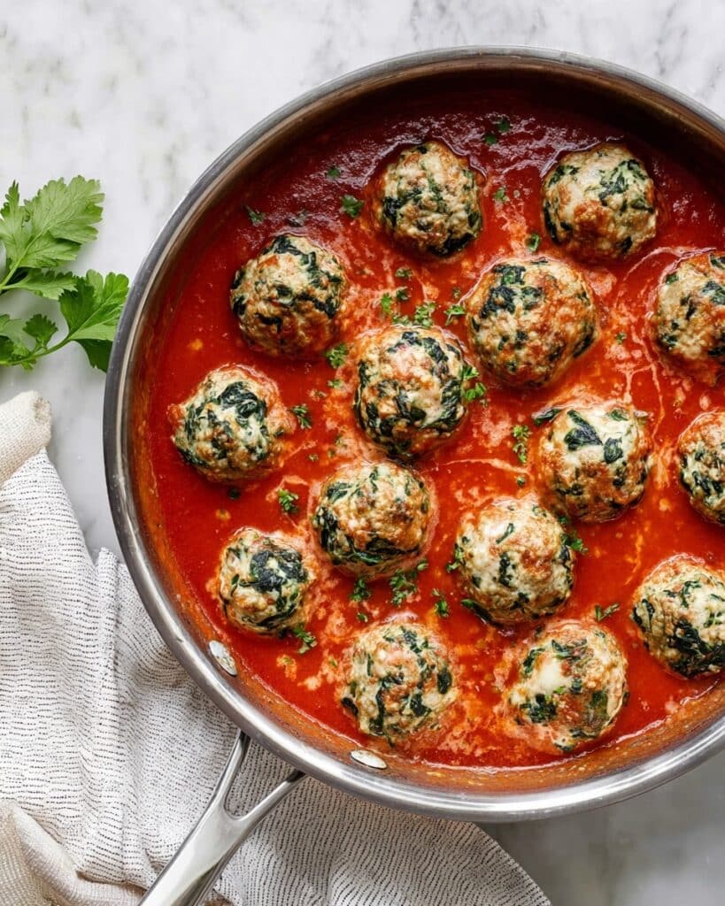 Spinach Feta Baked Turkey Meatballs Recipe