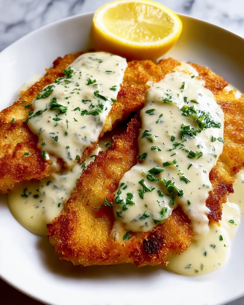 Lemon Pecorino Crusted Chicken with Creamy Lemon Sauce Recipe