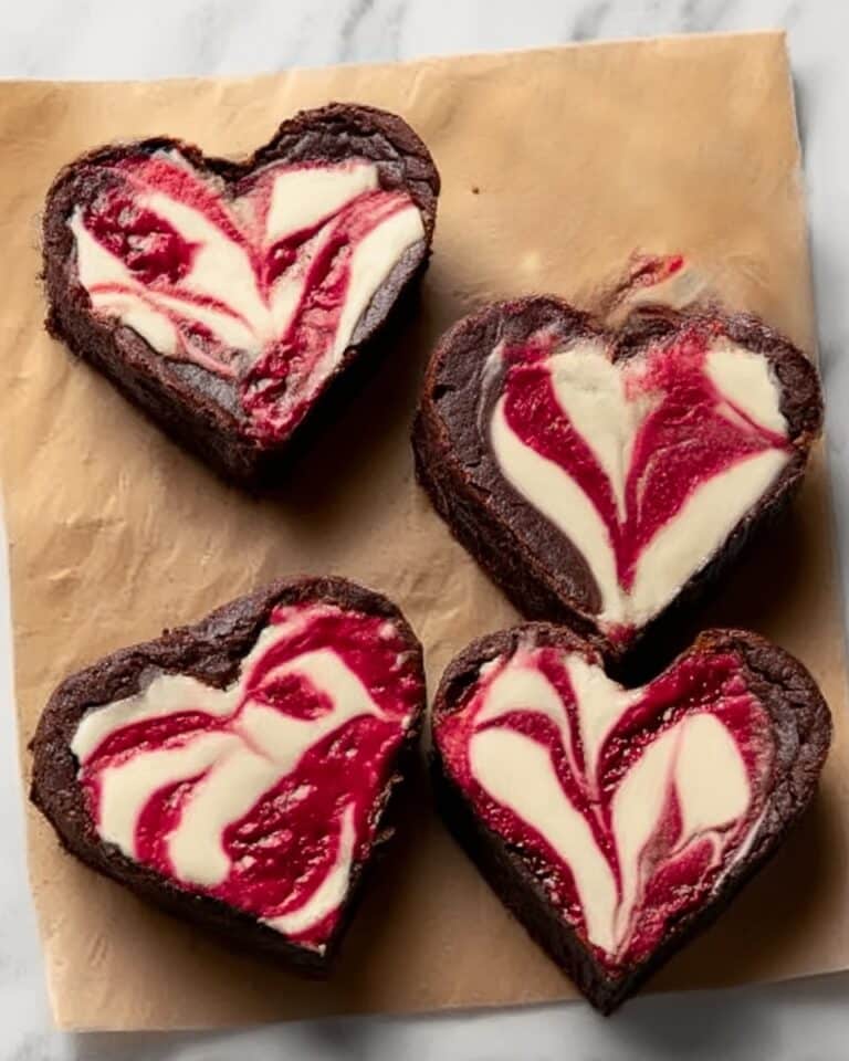 Heart-Shaped Brownies with Raspberry Swirl and Cheesecake Recipe